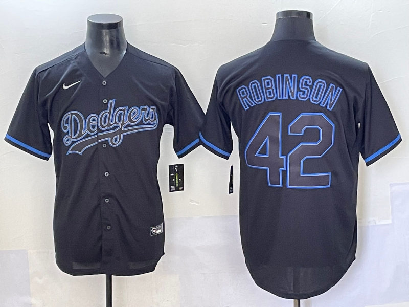 Men's Los Angeles Dodgers Jackie Robinson #42 Black Team Jersey